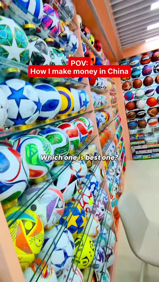 Soccer ball supplier wall in Yiwu